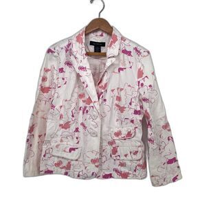 Calvin Klein Artsy Abstract‎ Blazer Jacket Size XL 100% Cotton Boho Cottage Core